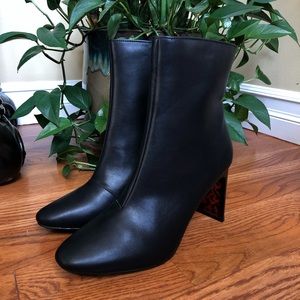 Target Black Booties with Tortoise Heel